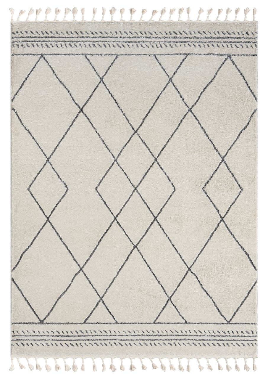 MyFlair Teppich Moroccan Love, 190 cm x 240 cm, Farbe weiß, rechteckig, Florhöhe 19mm