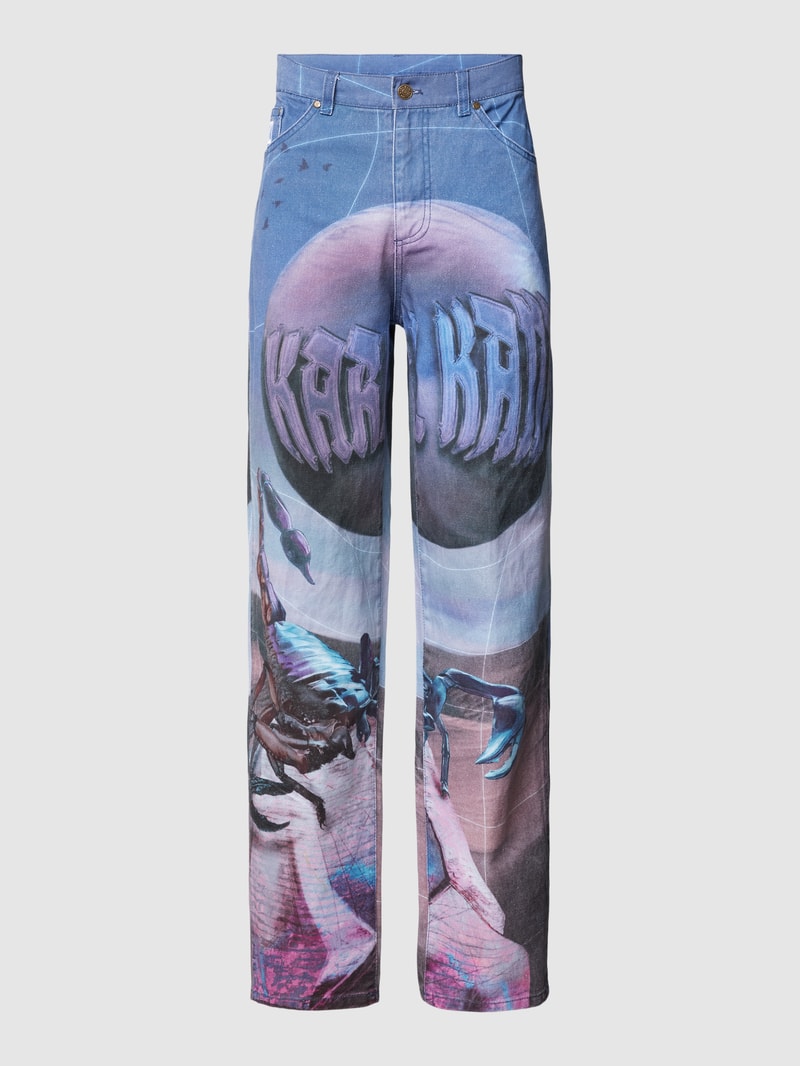 Baggy Fit Jeans mit Motiv-Print Modell 'Metaverse' in blau