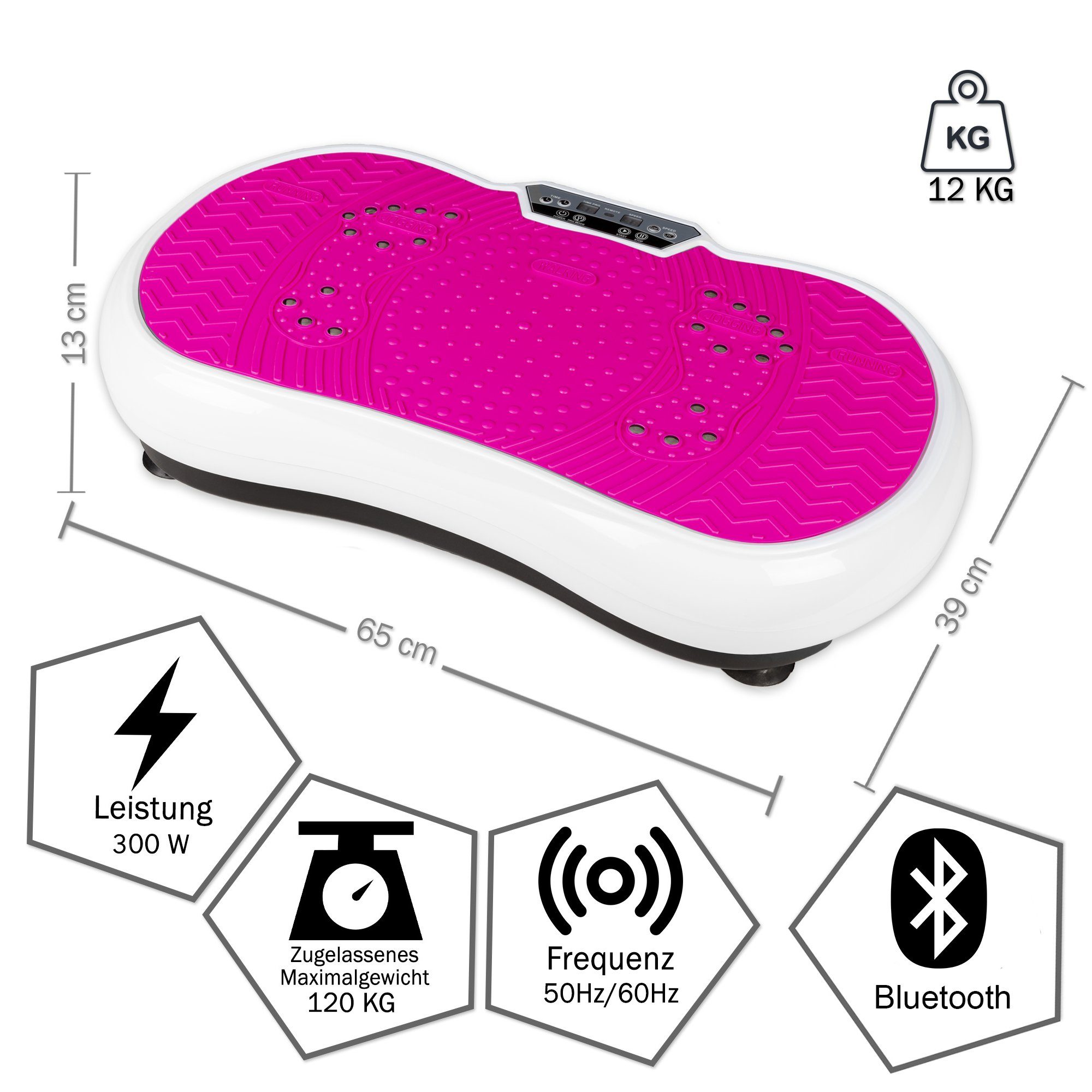 Coradoma Vibrationsplatte Vibrationsboard Fitness zum Abnehmen Rüttelplatte Vibrationsgerät, 300,00 W, (mit Trainingsbänder), Oszillation mit Power Dehnbändern und Bluetooth
