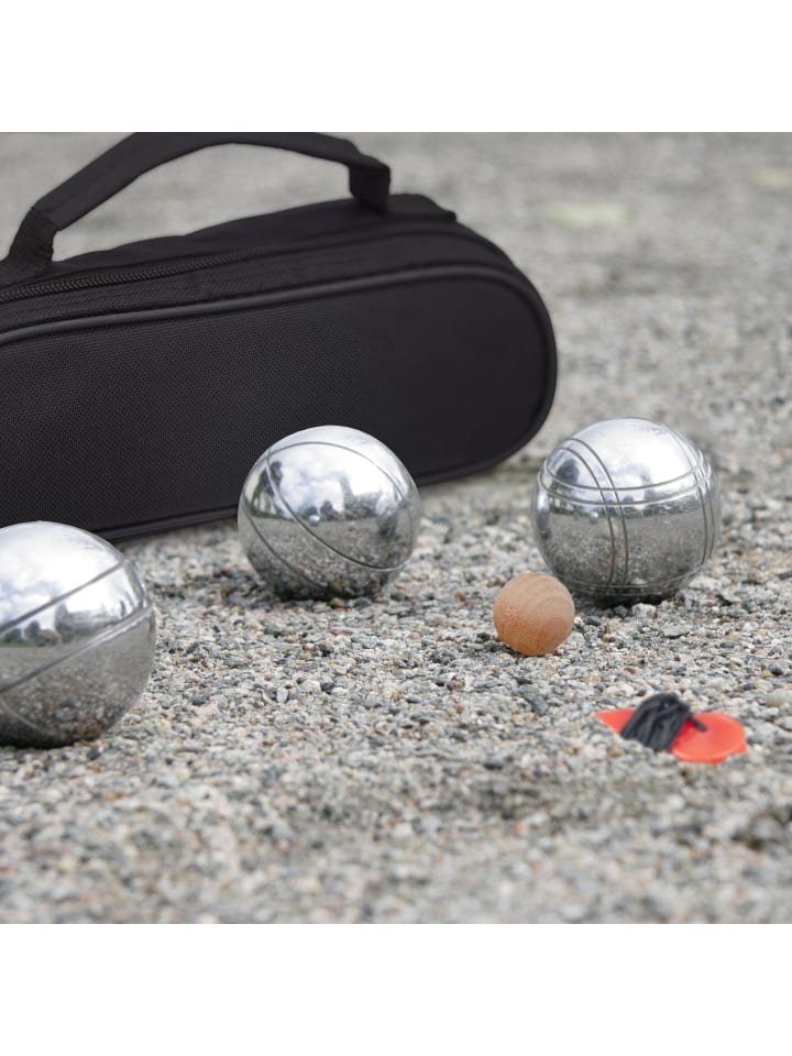 relaxdays 6-teiliges Boule Kugeln Set in Silber/ Schwarz günstig kaufen onesize