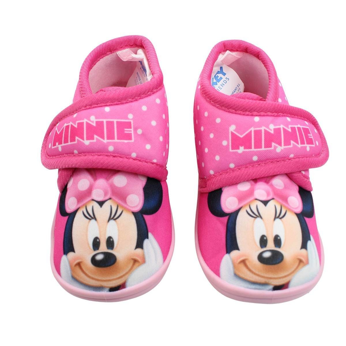 Minnie Maus Kinder Hausschuhe Kitaschuhe mit Klett Klettschuh Gr. 22 bis 27