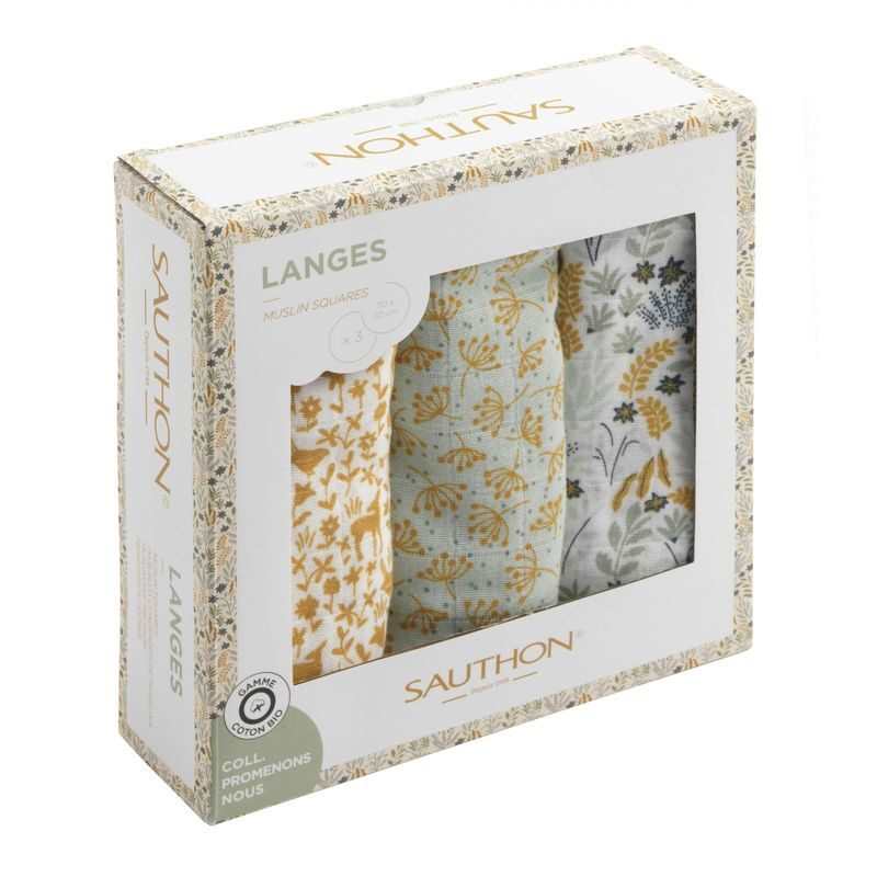 Lot de 3 langes coton bio Promenons-nous