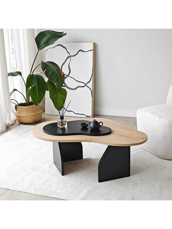 Evila Couchtisch ''Melted'' in Hellbraun/ Schwarz - (B)96 x (H)35 x (T)65 cm günstig kaufen onesize