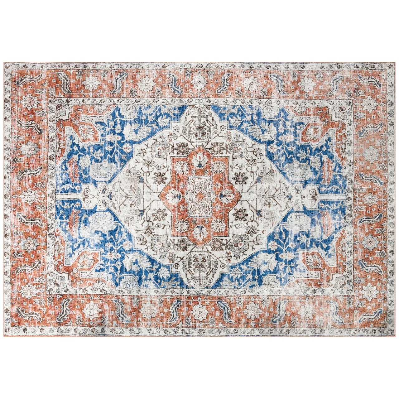 HOMCOM Teppich Kurzflor Wohnzimmerteppich im Used Look, Flächenteppich 230x160cm