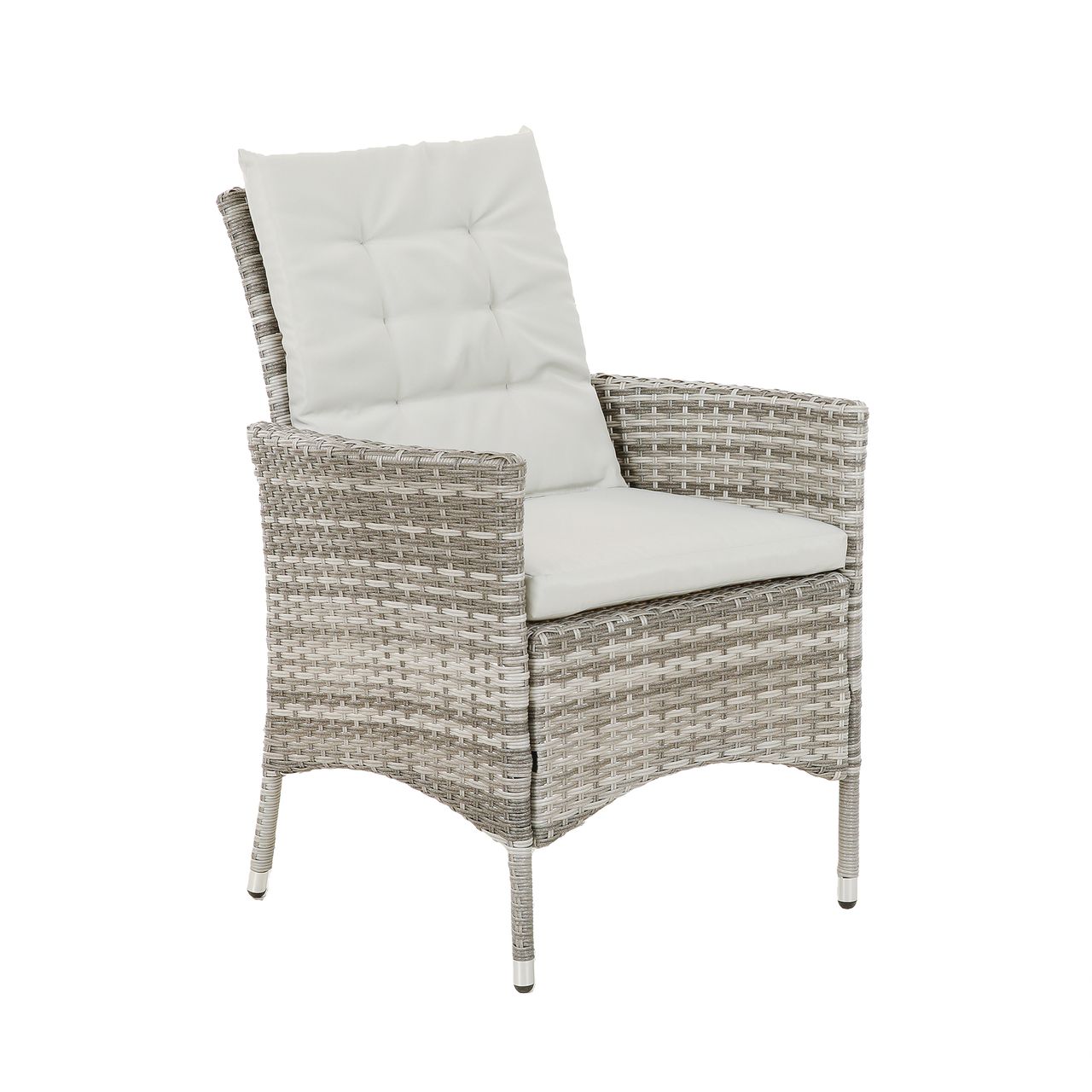 greemotion Dining-Set Loungeset Parma 4-teilig, Polyrattan Gartenmöbel Sofa- Set, Kissen Grau