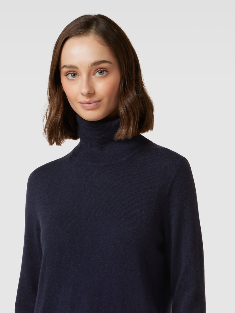 Kaschmirpullover in melierter Optik in dunkelblau