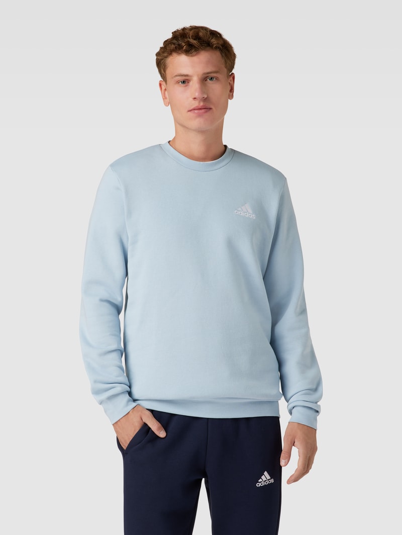 Sweatshirt mit Label-Stitching Modell 'FEELCOZY' in hellblau
