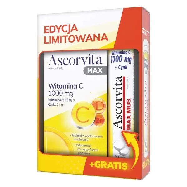 Ascorvita set Ascorvita Max 30 tableta + Ascorvita Max pjena 20 šumećih tableta