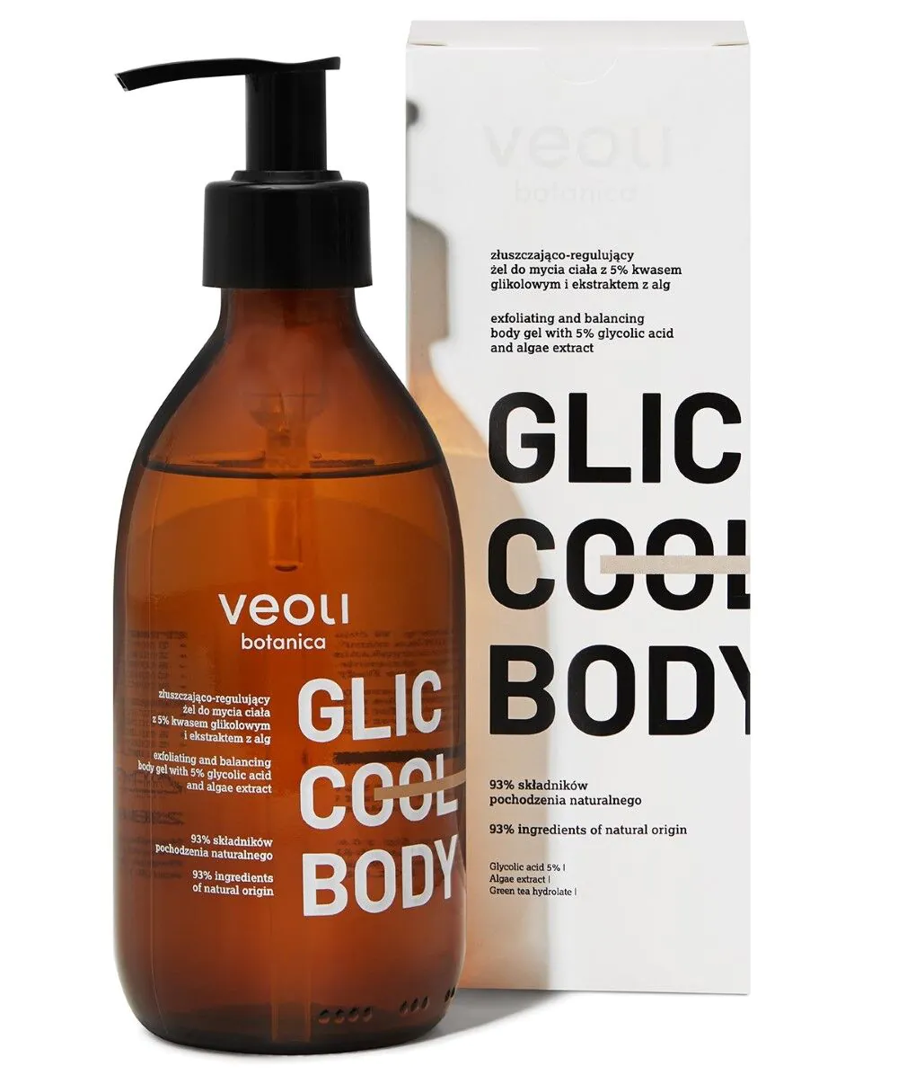 Veoli Botanica Glic Cool Body piling i regulirajući gel za tijelo s glikolnom kiselinom i ekstraktom algi 280 ml
