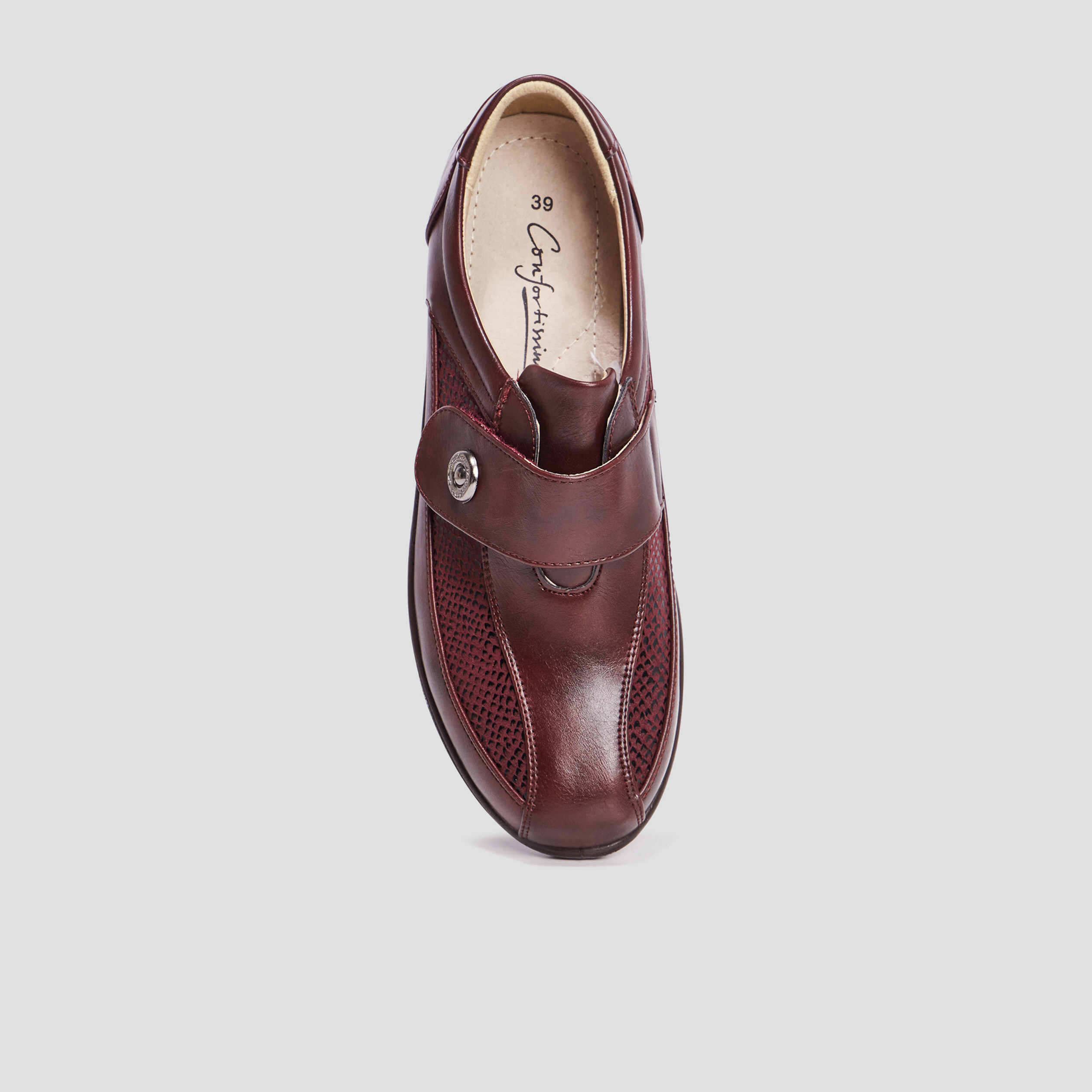 Loafers compensés en cuir bordeaux femme | La Halle
