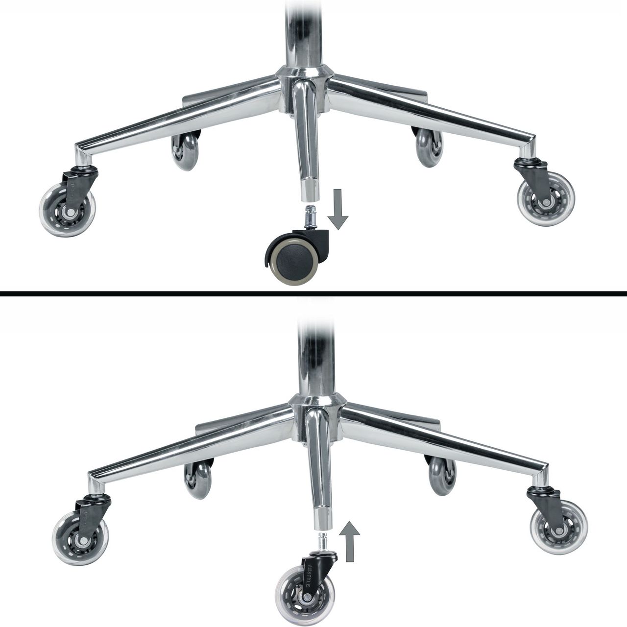 Amstyle 5er Set Bürostuhlrollen 7 x 7 x 3 cm Schwarz