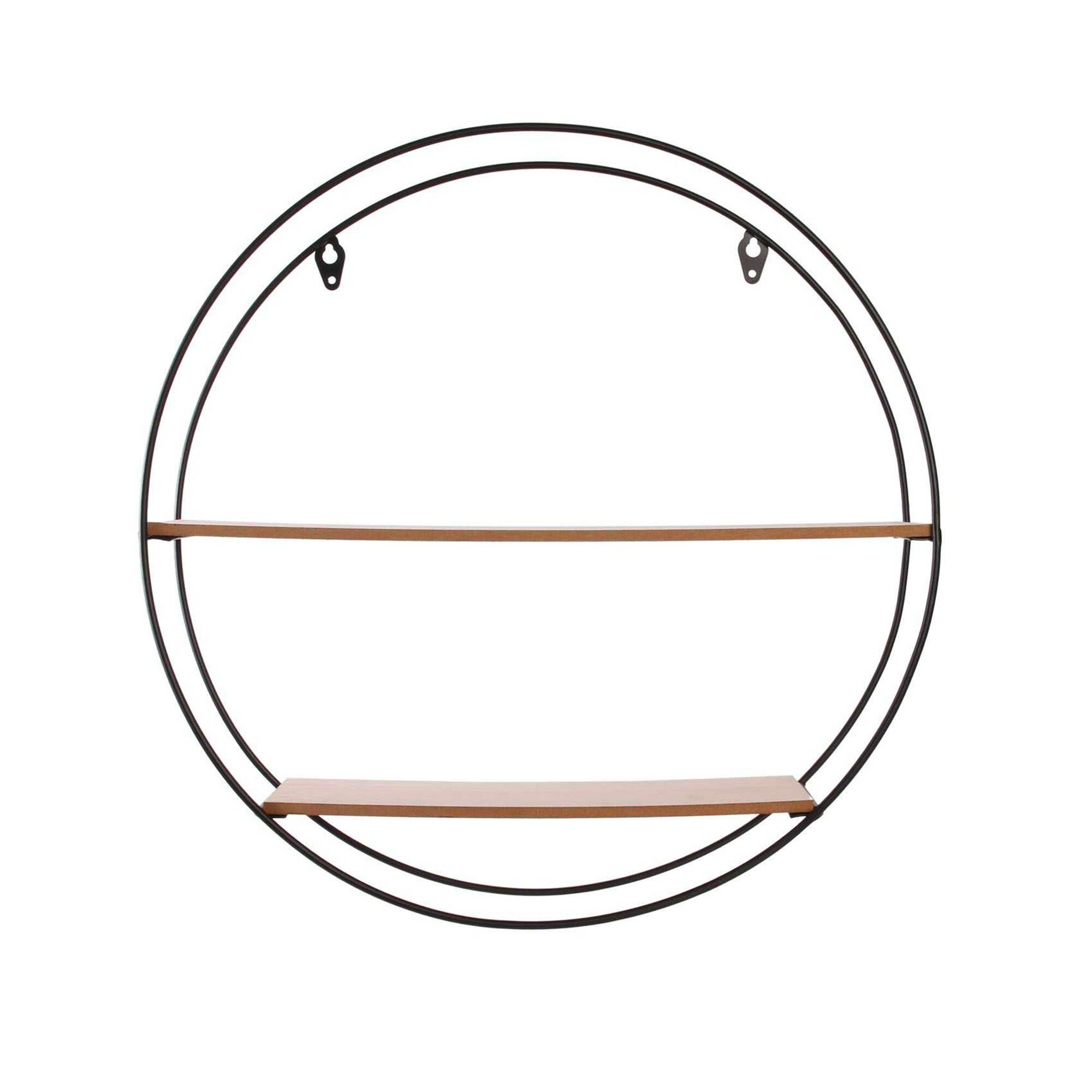Etagère ronde en métal et bois