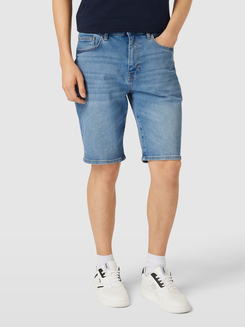 Slim Fit Jeansshorts mit Kontrastnähten in royalblau meliert