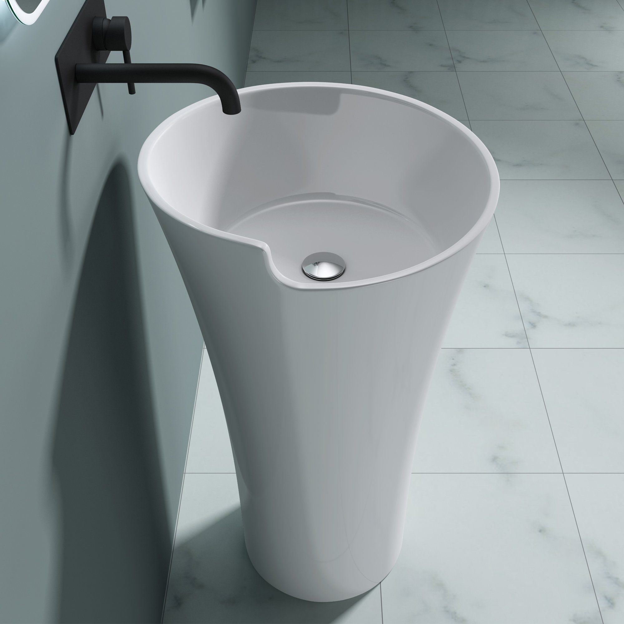 doporro Waschbecken doporro Design Standwaschbecken DxH 52,3x90 cm Colossum30 aus Gussmarmor Waschtisch Waschplatz Standsäule