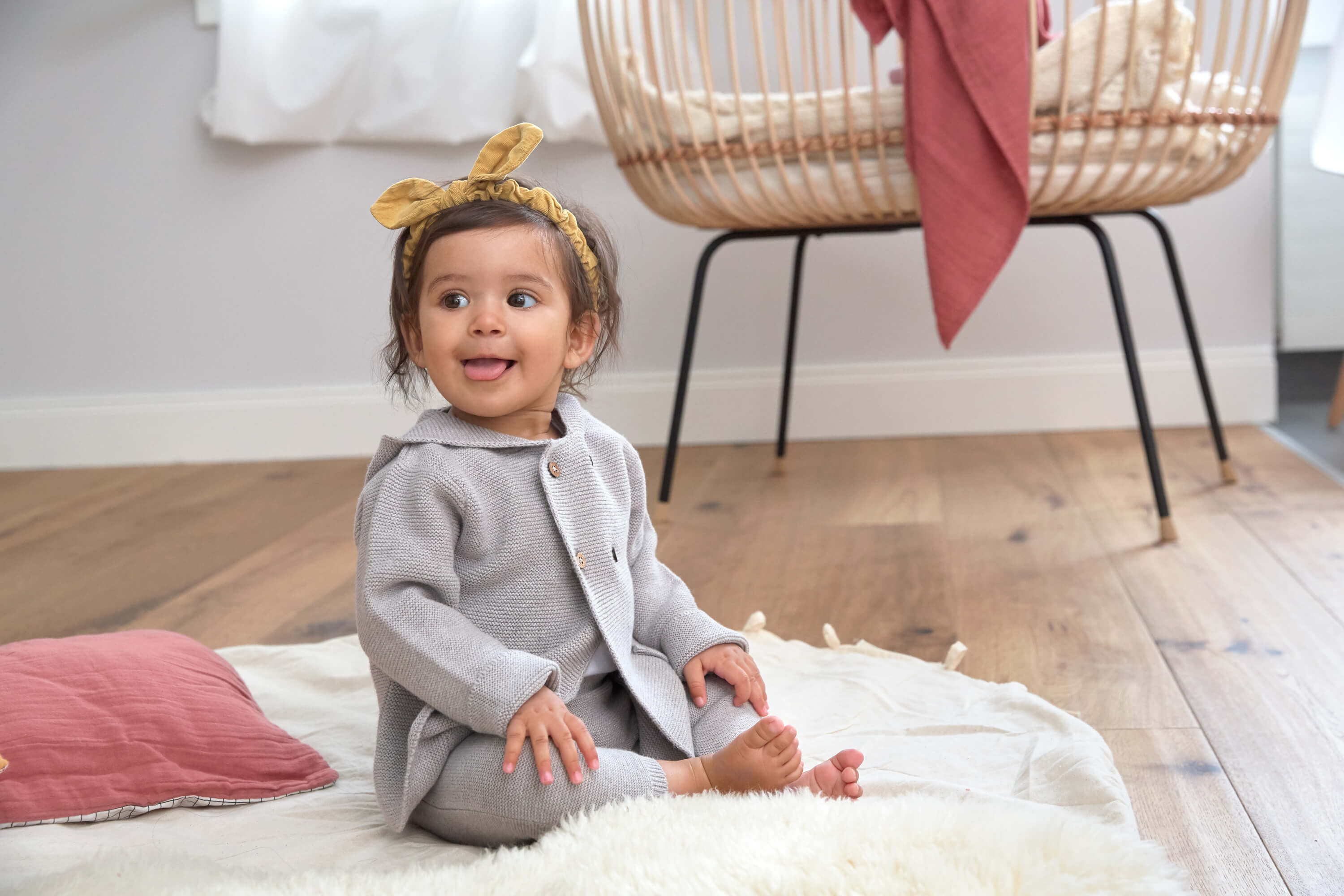 Baby Jacke - Strick Hoodie, Grau