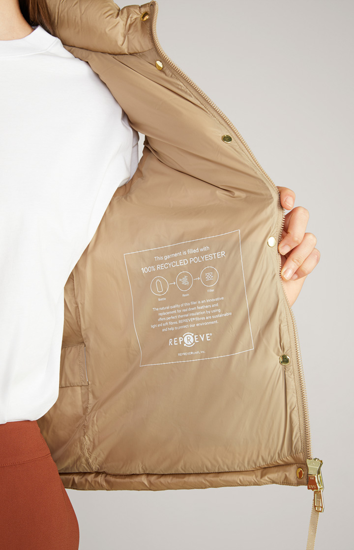Nylon-Steppweste in Beige
