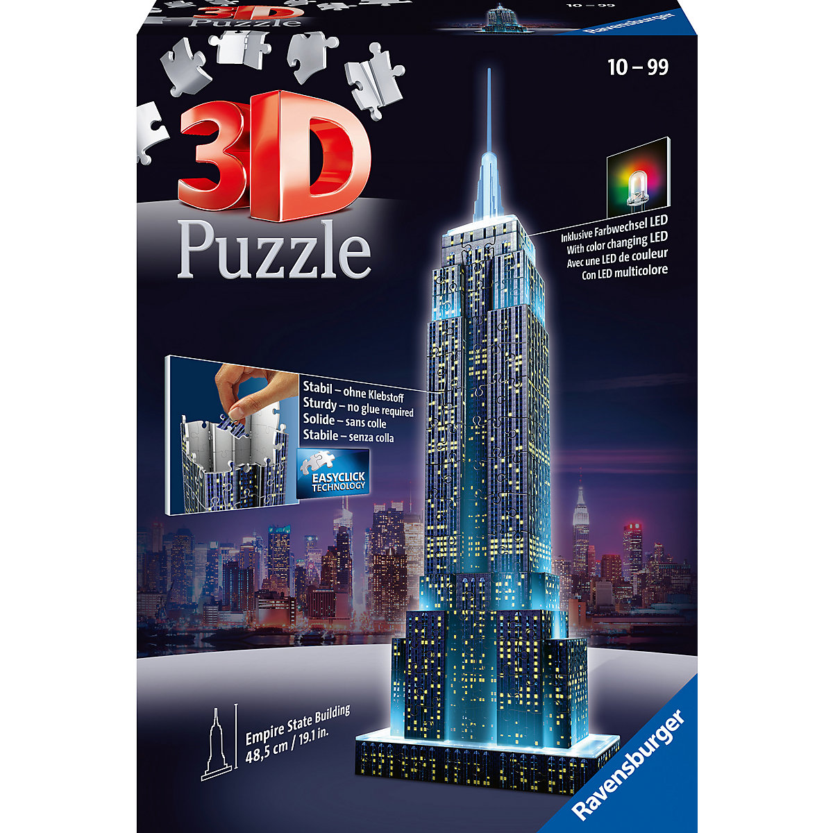 3D-Puzzle Night mit LED, H49 cm, 216 Teile, Empire State Building bei Nacht