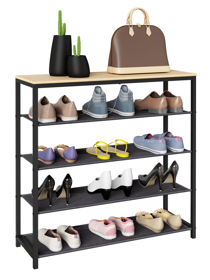 VCM  Metall Holz Schuhregal Schuhablage 4 Fächer Taliro in Honig-Eiche günstig kaufen onesize
