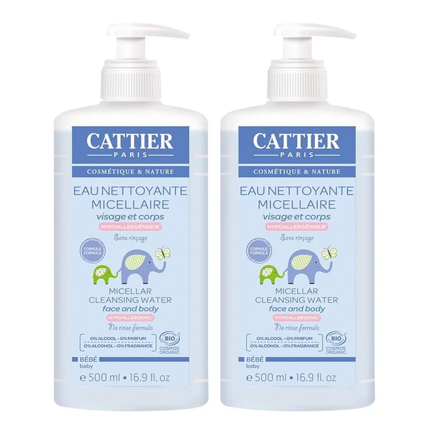 Cattier Eau Nettoyante Micellaire Bébé Visage et Corps 2 x 500 ml