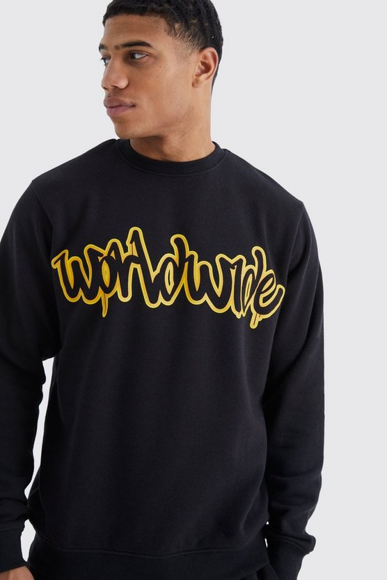 Sweatshirt-Trainingsanzug mit Graffiti-Print
