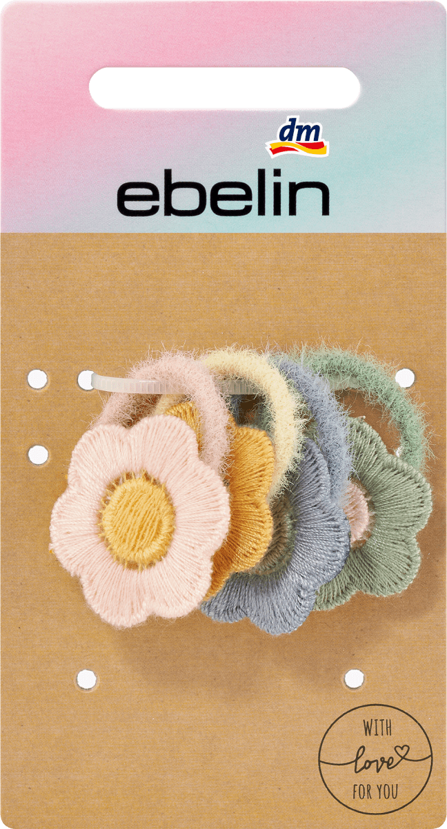 Haargummis mit Blumen Applikationen, 4 St