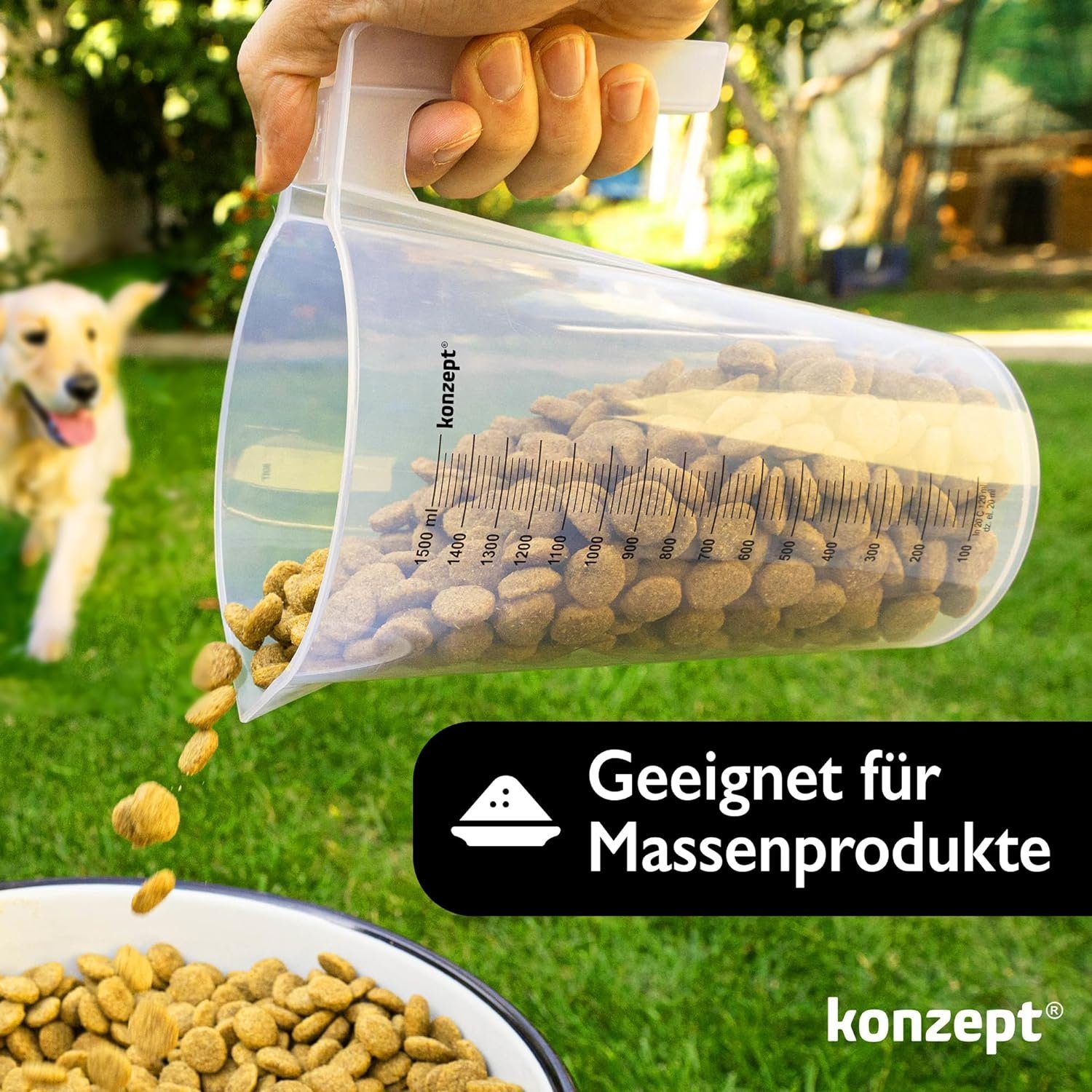 KONZEPT Messbecher Verschiedene Größen zur Wahl, (Litermaß, Kunststoff), Ideal für Küche, Garten, Werkstatt, Transparent