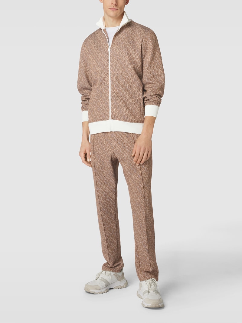 Sweatpants mit Allover-Muster Modell 'CARLTON' in haselnuss braun