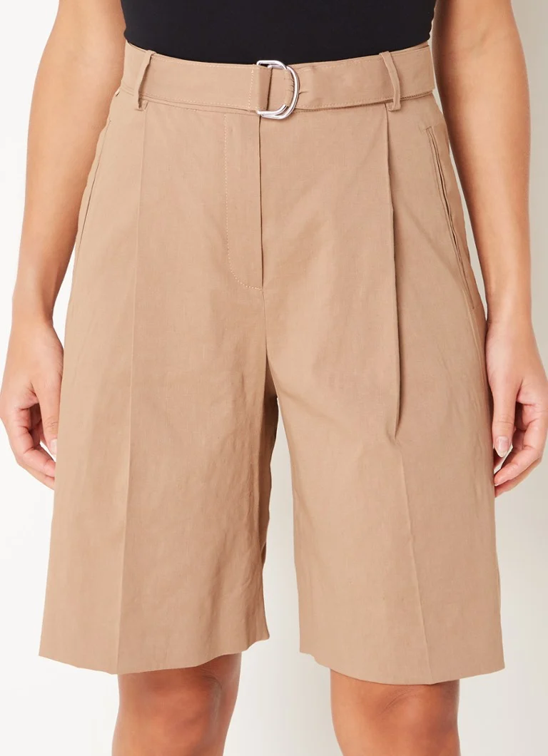 Shorts HUGO BOSS Tannah de cintura alta e modelagem ampla em mistura de linho.