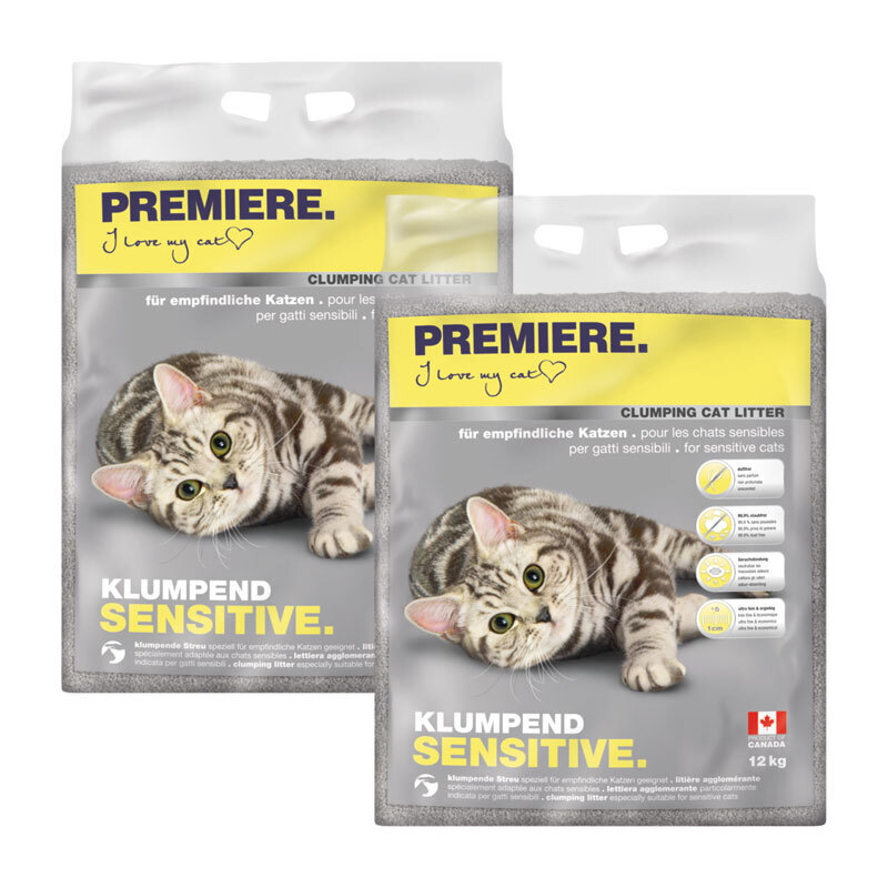 PREMIERE Katzenstreu PREMIERE Sensitive Klumpstreu 2x12 kg