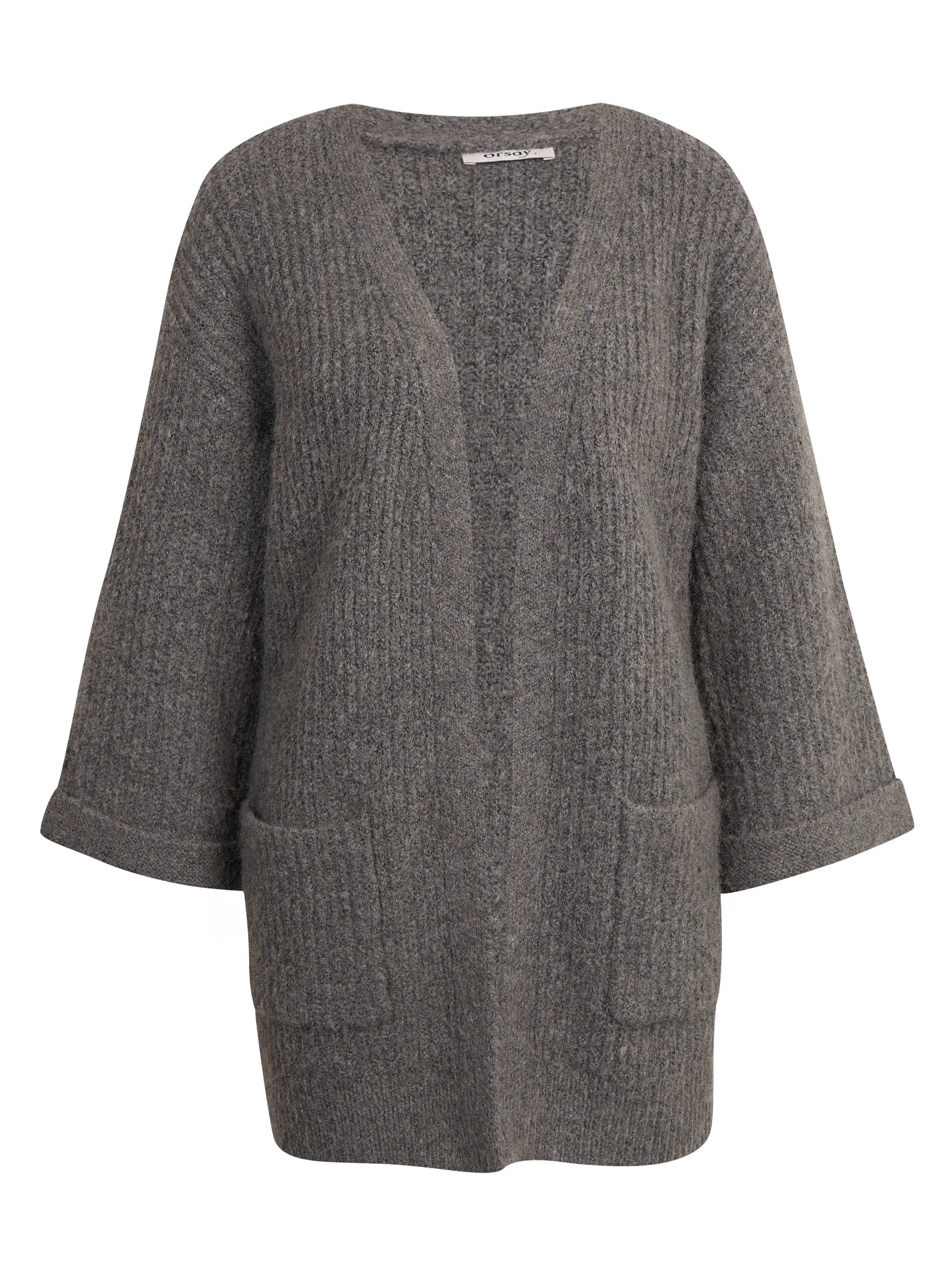 Dunkelgraue Damen-Strickjacke in Übergröße ORSAY