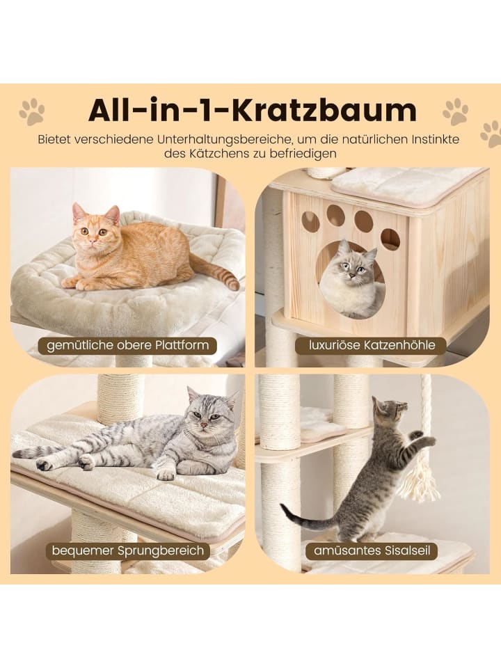 COSTWAY 6-stöckiger Kratzbaum 170cm in Beige günstig kaufen onesize