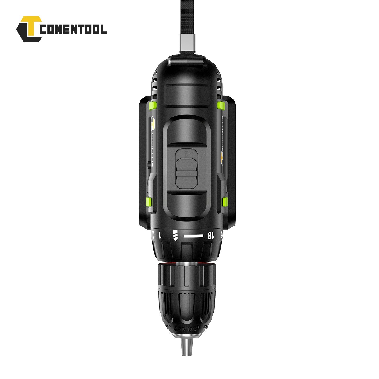Ulife Akku-Schraubendreher CONENTOOL Bohrschrauber, 1350,00 U/min, 42,00 Nm, (Set, Aufbewahrungskoffer, Ladegerät, 2×Akku, Bit-Set), mit LED-Licht
