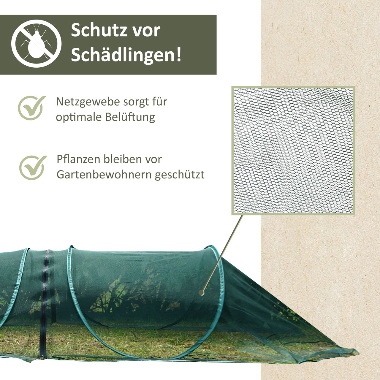 Lemodo Pflanzenschutz-Tunnel, grünes Netz, Pop-Up Tunnel