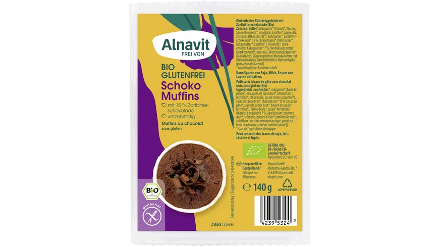 Alnavit Bio Schoko Muffins glutenfrei 140 g
