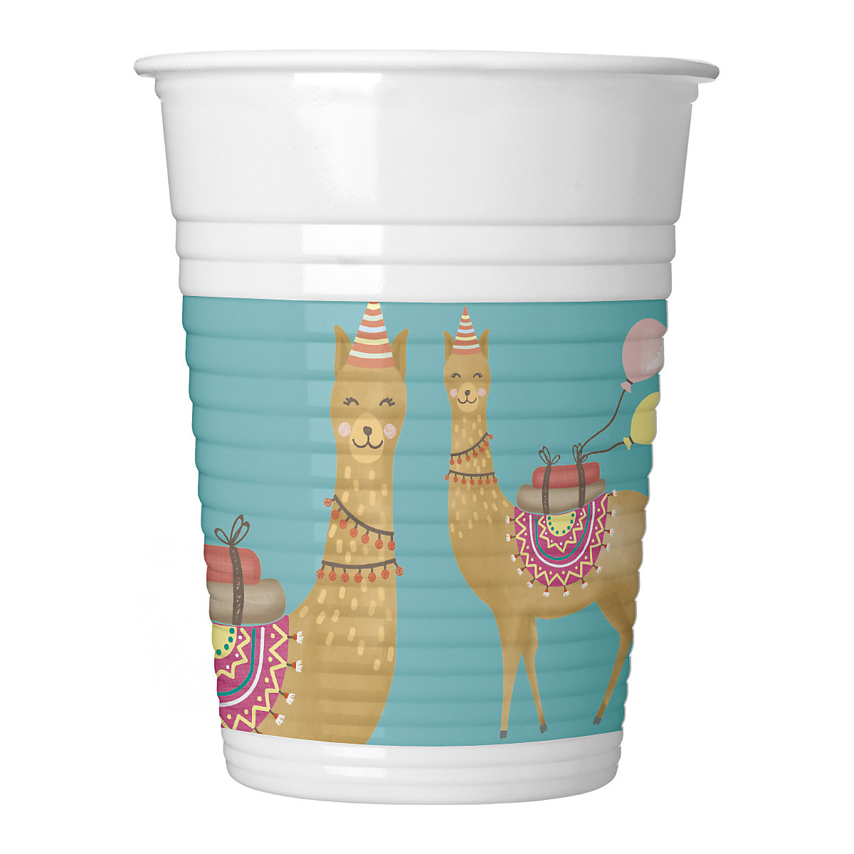 Partybecher/Trinkbecher Lama, 200 ml, Kunststoff, 8 Stück