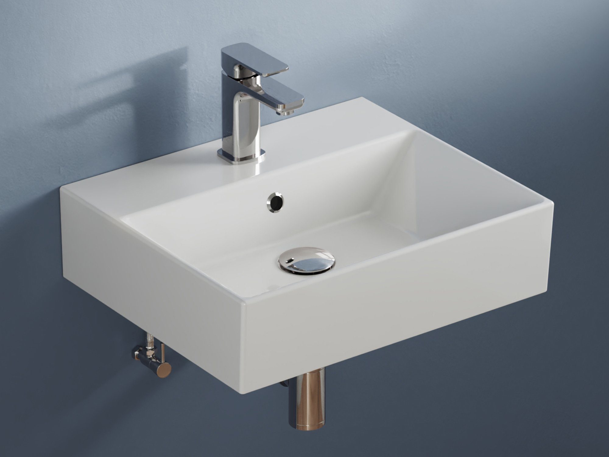Aqua Bagno Aufsatzwaschbecken Aqua Bagno, Design Hängewaschbecken Waschbecken (Packung), Waschbecken mit extra dünnem Rand, ohne seitliche Ablagefläche.