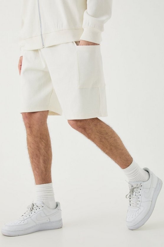 Lockere gerippte Cargo-Shorts