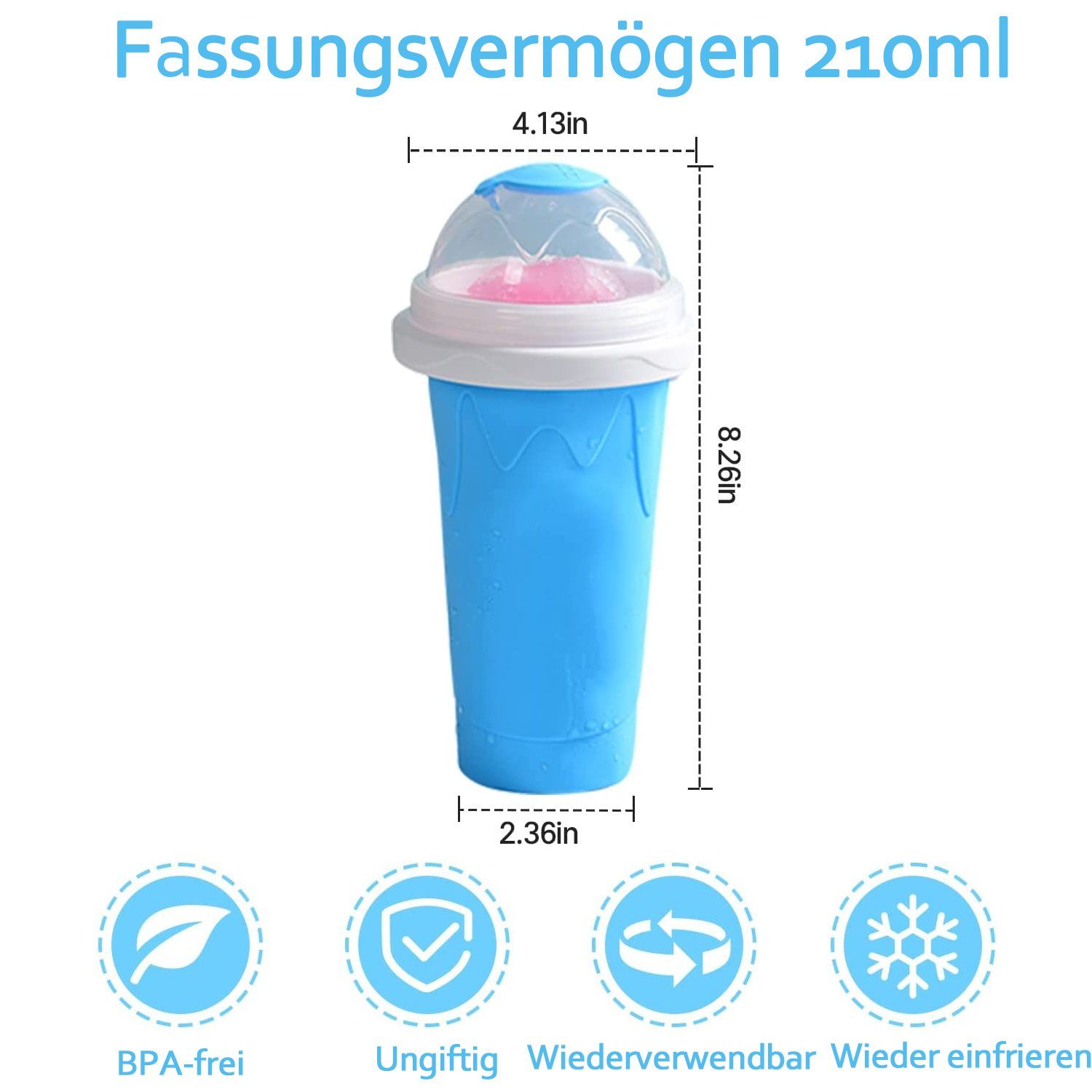 NUODWELL Smoothie-Maker Slush Becher, Slushy Squeeze Cup, Smoothie Maker mit Strohhalm Löffel