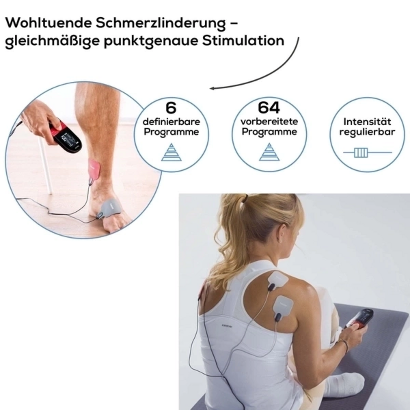 Beurer Digital TENS/EMS EM 59 mit Wärmefunktion & 2 Nachkaufsets-Zur Schmerztherapie, Muskelstimulation und Massage