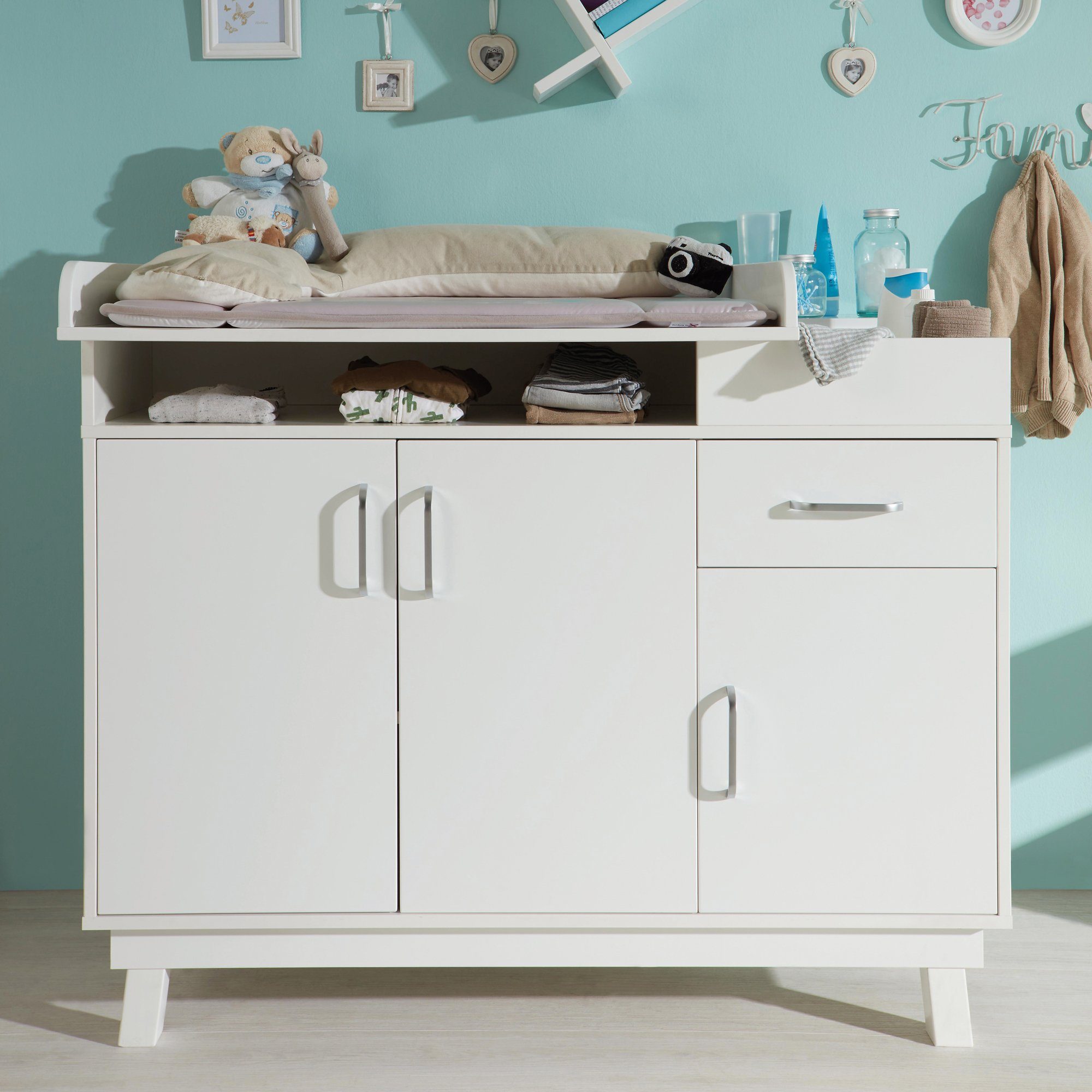 roba® Wickelkommode Nordic, weiß, mit praktischem Organizerfach; Made in Europe