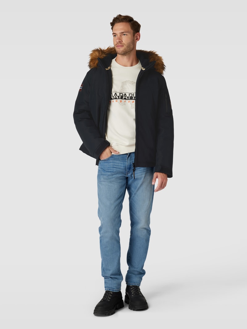 Jacke mit Kunstfellbesatz Modell 'EXPLORER' in schwarz