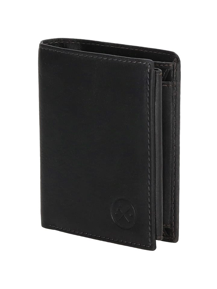 HIDE & STITCHES Leder-Geldbörse in Schwarz - (B)10 x (H)8 x (T)1,5 cm günstig kaufen onesize