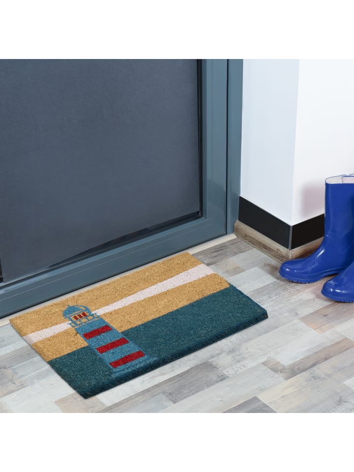 relaxdays Fußmatte Kokos Leuchtturm - (L)60 x (B)40 cm günstig kaufen onesize