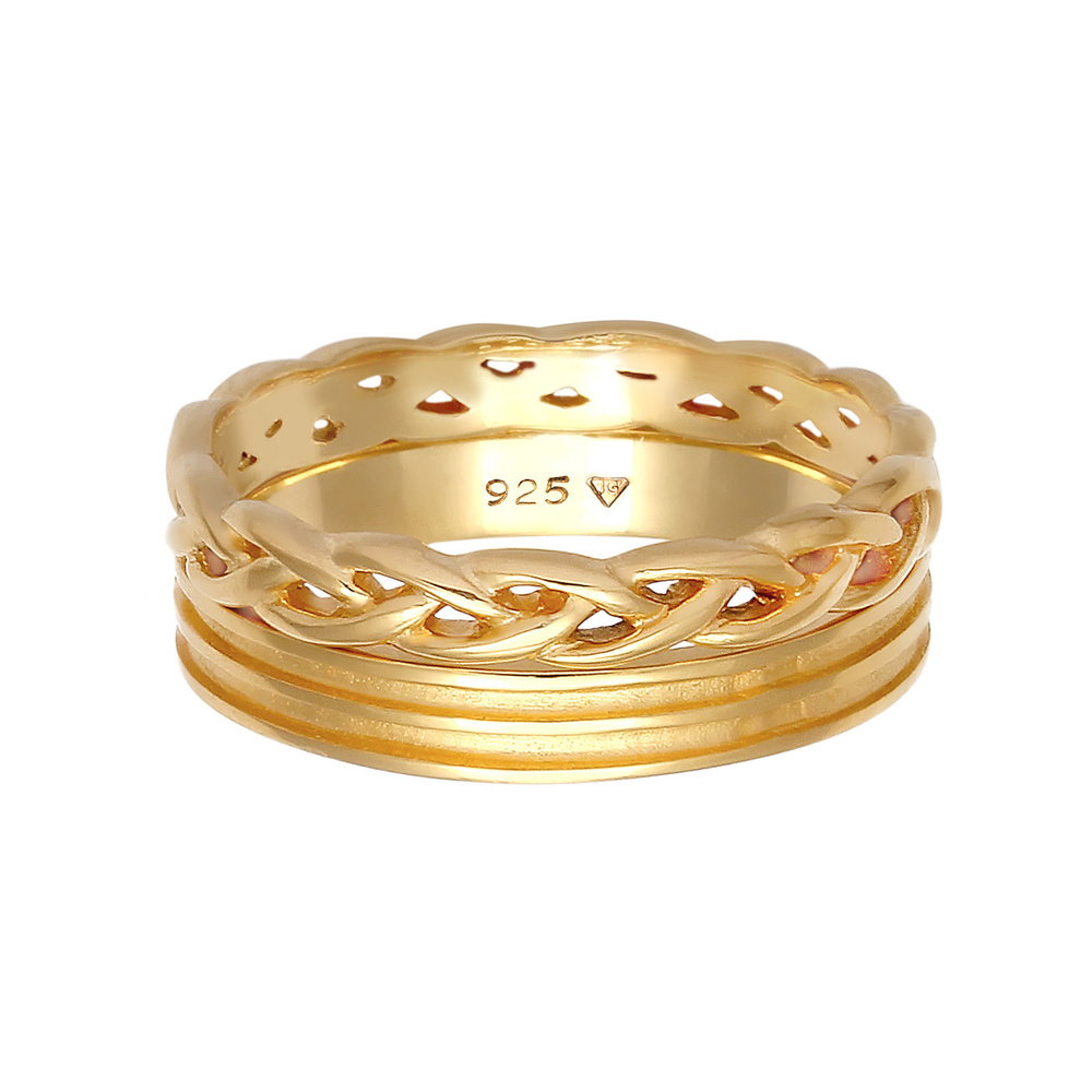 Elli Elli Bague Bandring Basic Zopf Knoten 2er Set 925 Silber Bague
