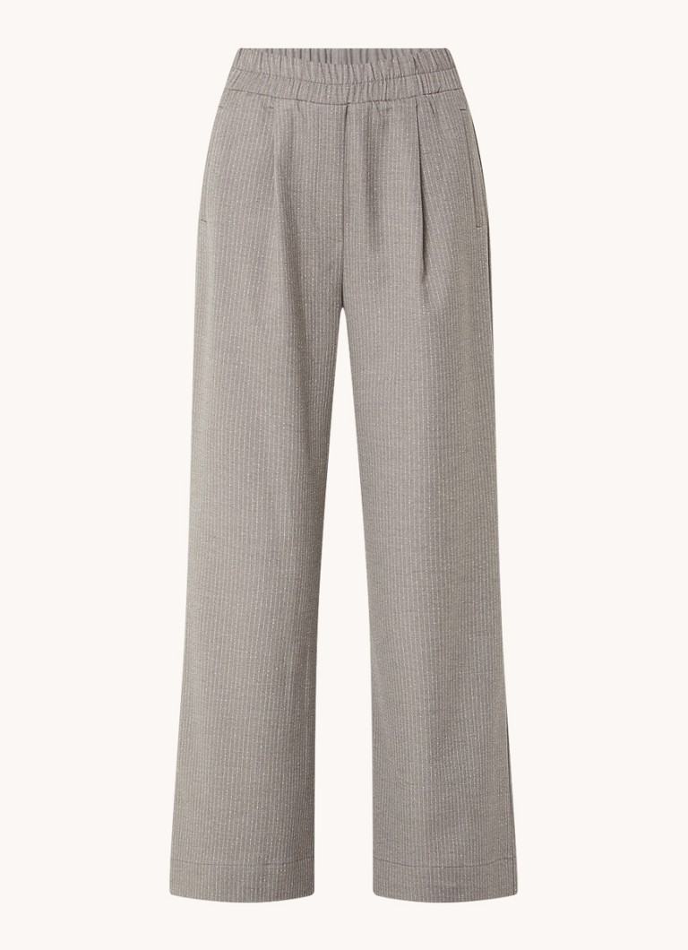 Pantaloni Benji cu talie înaltă, cu dungi fine și închidere cu noduri.