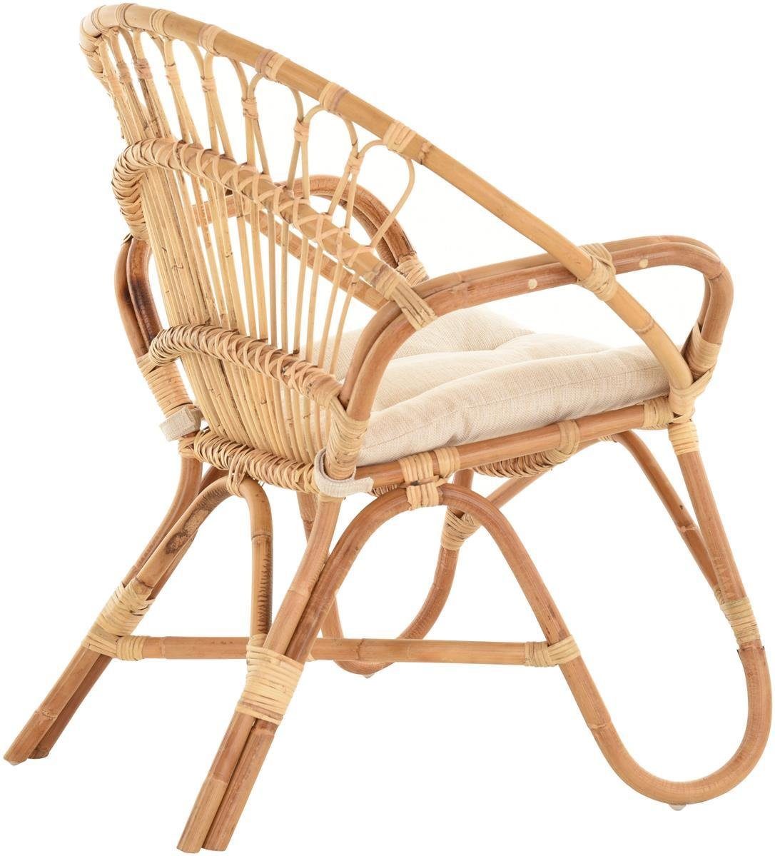 Krines Home Rattanstuhl Set/2 Korbsessel mediterran Lounge Rattansessel Natur Rattan (Tropic), Korbstuhl mit Armlehnen Wintergarten