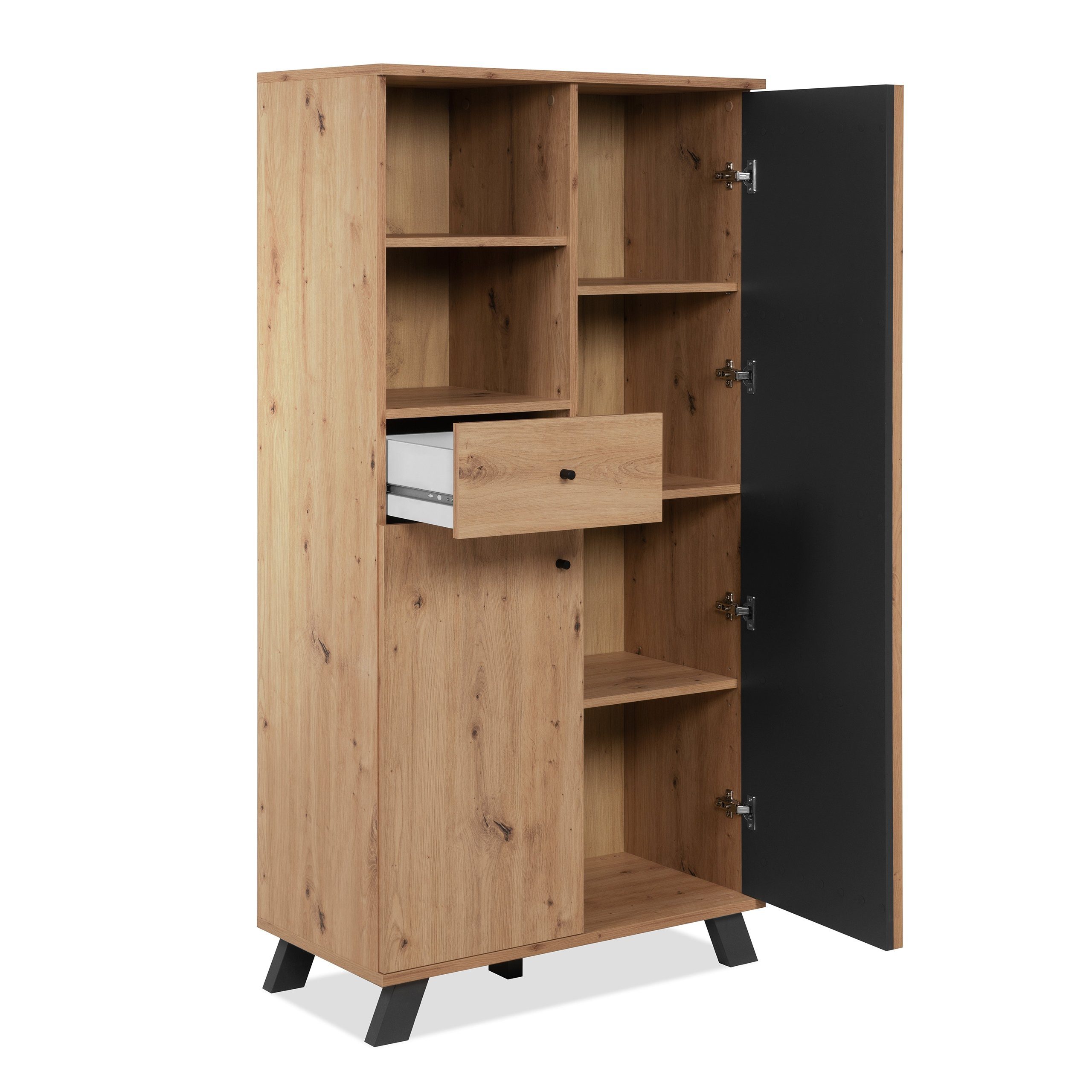 Newroom Highboard Barea, Wildeiche Highboard Modern Wandpaneel Vintage Sideboard Anrichte Wo...
