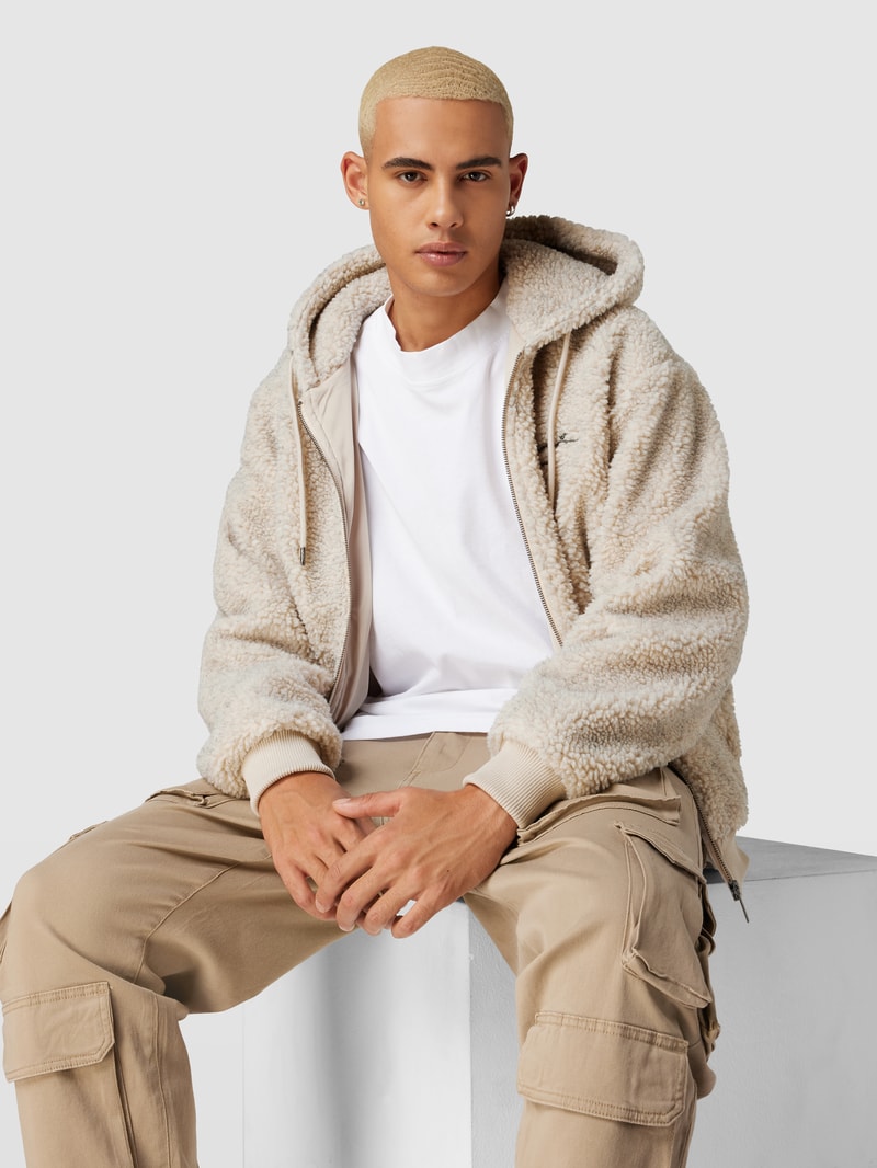 Sweatjacke mit Logo-Detail Modell 'Metal Signature' in beige
