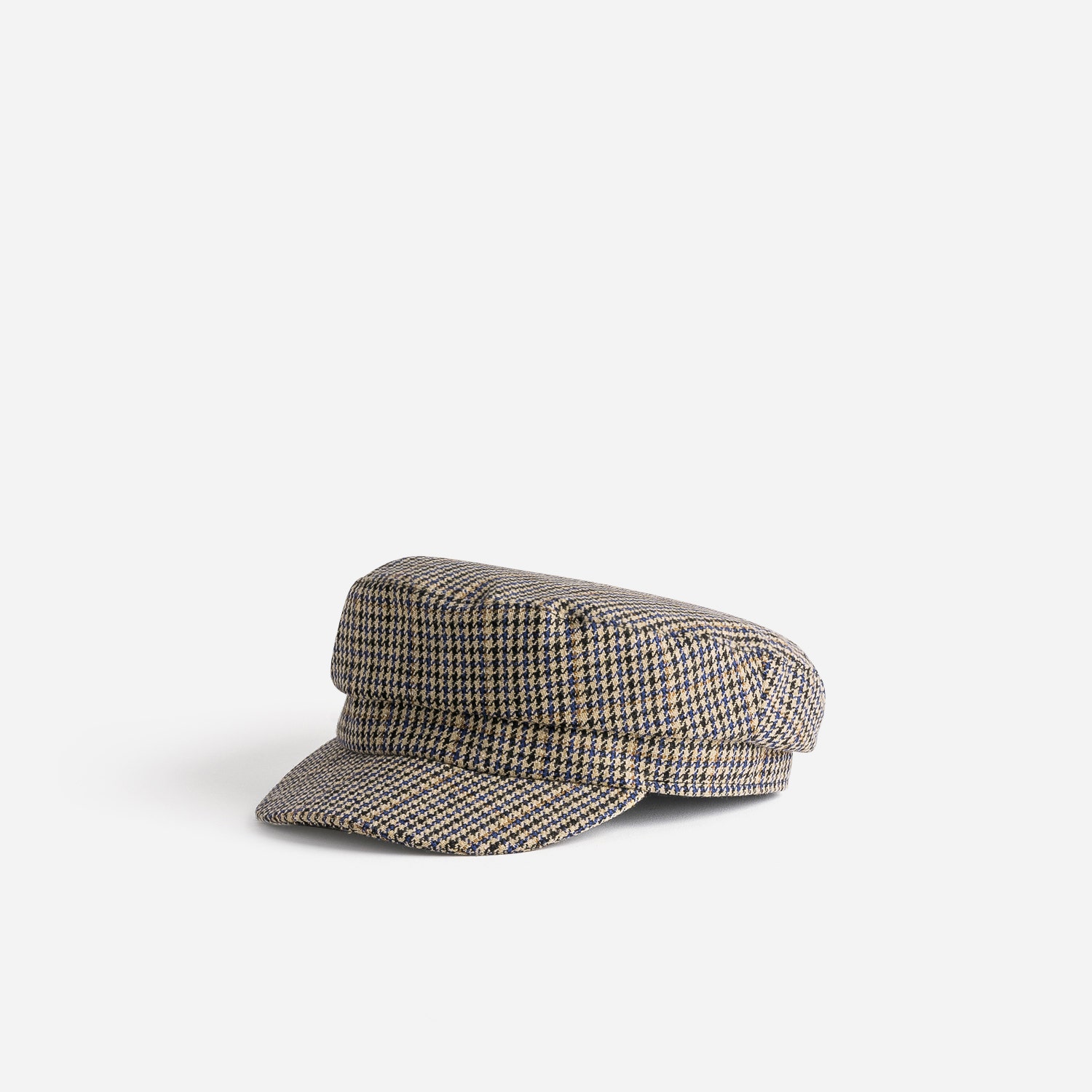 Casquette beige à motif pied-de-poule coloré