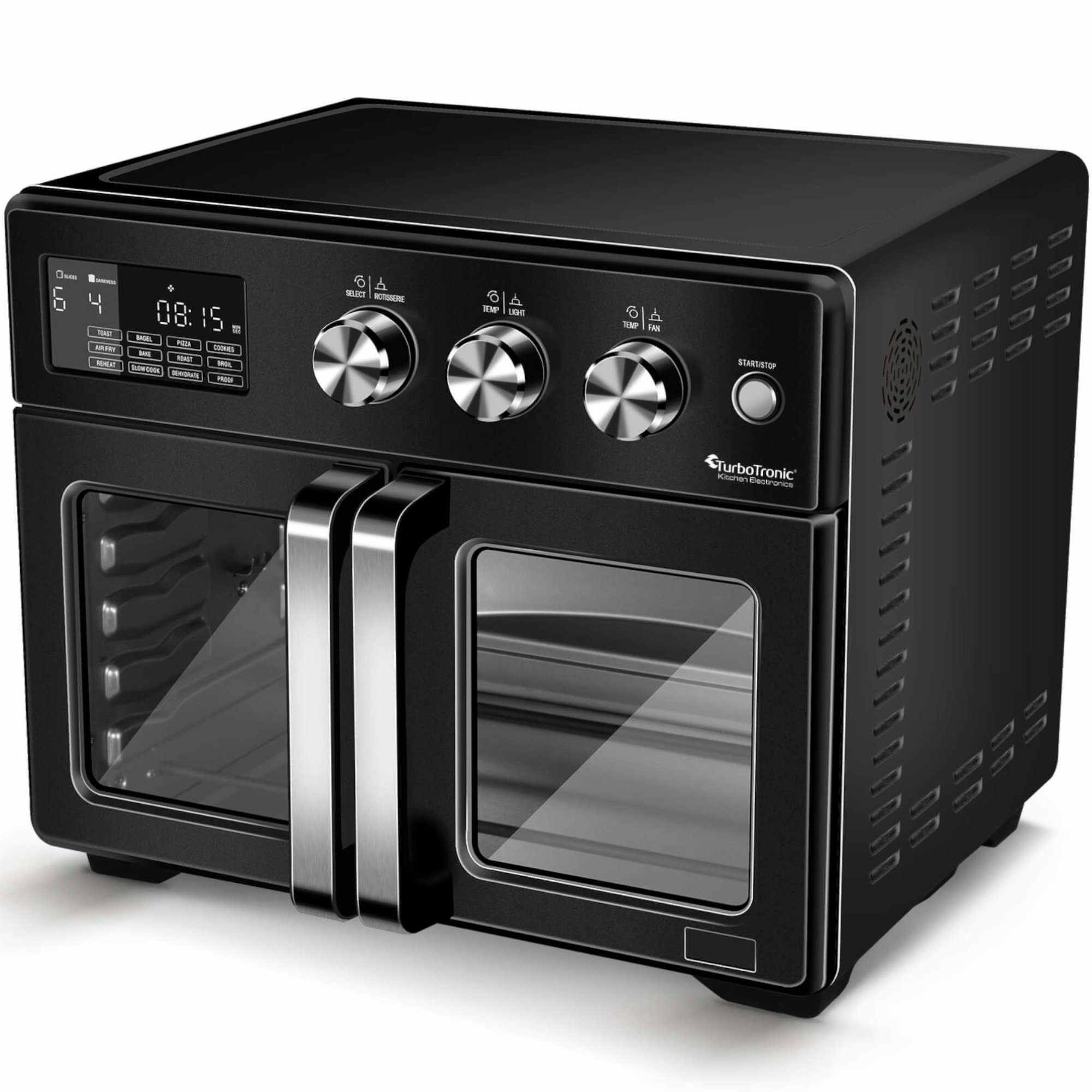 TurboTronic by Z-Line Minibackofen Heißluftofen 32L mit Drehspieß Umluft, Power Heissluftfritteuse Airfryer ab 25°C